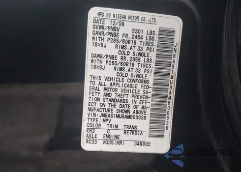 2010 Infiniti Fx35 from USA, damaged, VIN JN8AS1MU8AM800836